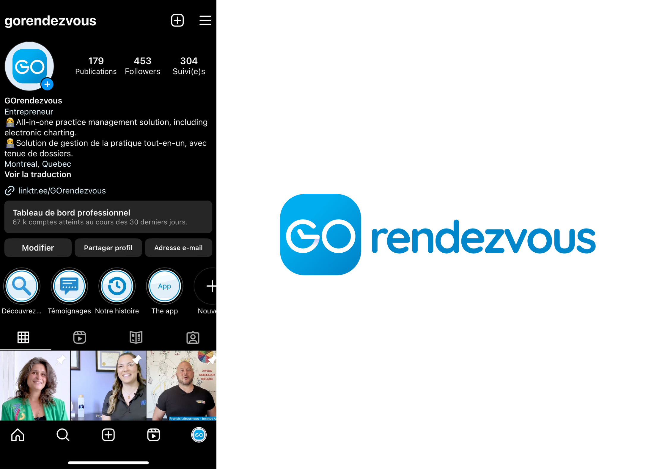 Image du Instagram et du logo de GOrendezvous