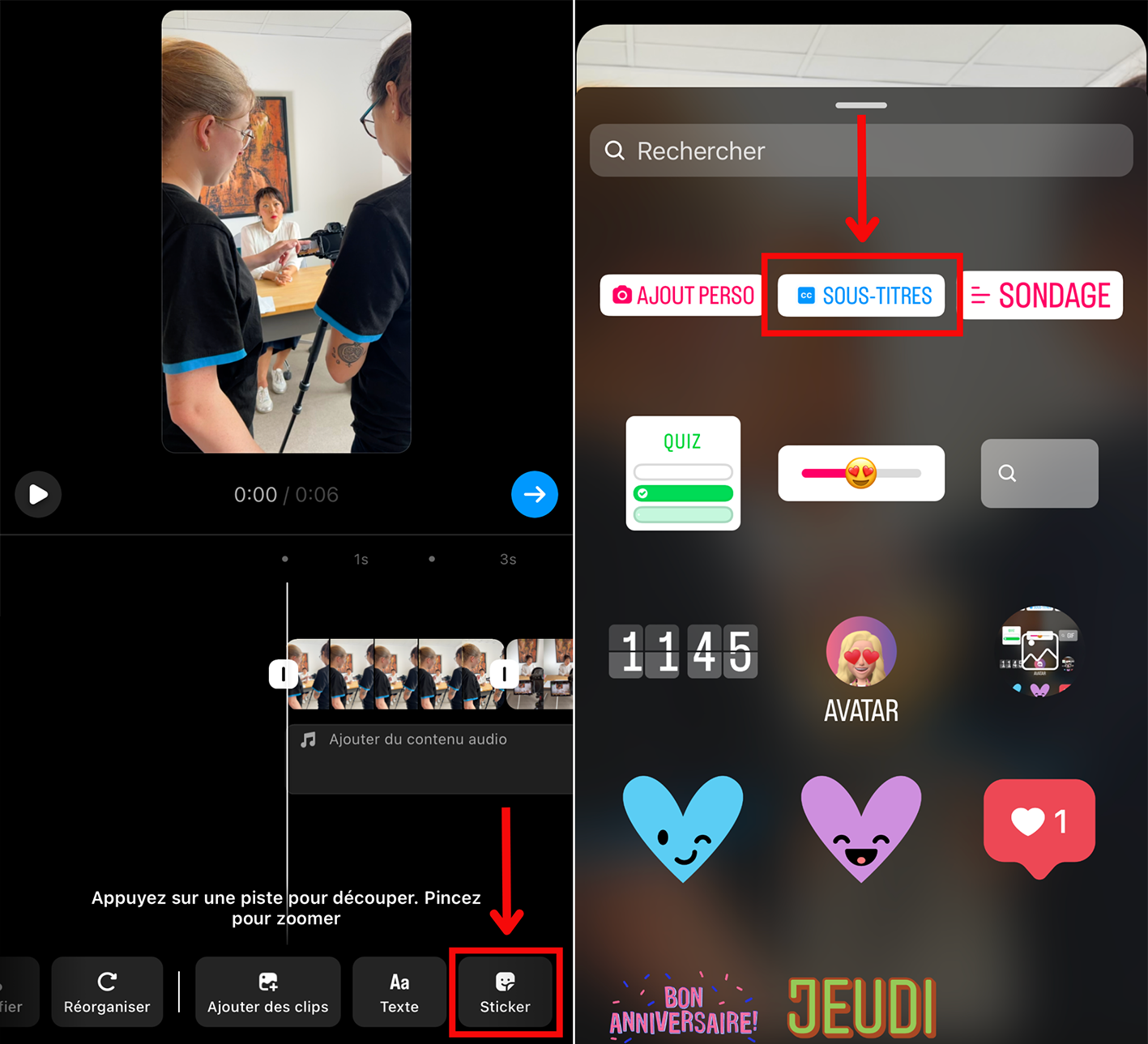 Image de l'option sous-titres dans Instagram