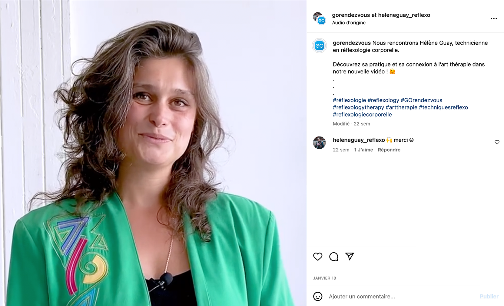Image Collab GOrendezvous et Hélène Guay dans Instagram