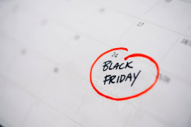 A calendar with Black Friday circled in red