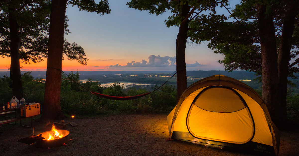 Sunset at a campsite